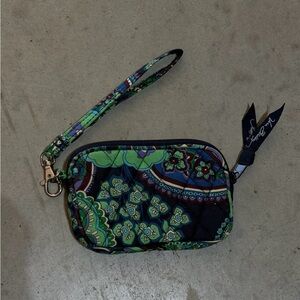 Vera Bradley Floral Wristlet in Green and Blue